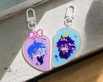 Tax Duo Wemmbu & Eggchan Heart Matching Acrylic Keychains, Unstable Universe Fan Gift Bag Charm