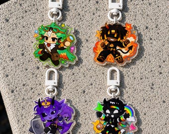 Unstable Universe Quartet Acrylic Keychain, ParrotX2 FlameFrags Wemmbu SpokeIsHere Inspired Fan Gift