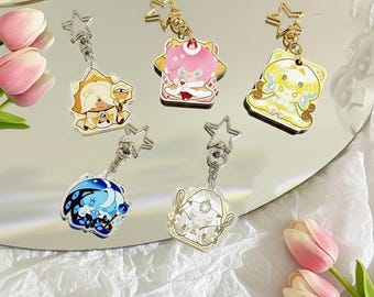 Cookie Run Kingdom - Ancient Cookie Keychains, Pure Vanilla, Dark Cacao, Golden Cheese, White Lily, Hollyberry