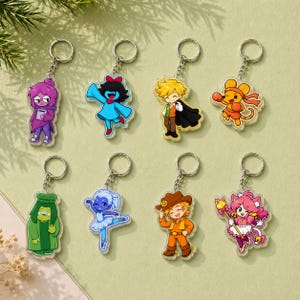 Deltarune Chapter 5 Acrylic Keychain, Flowey Seth Aqua Green Orange Yellow Blue Bag Charm