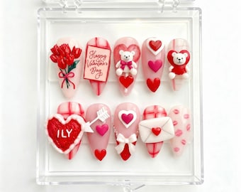 Presse d'ours en peluche pour la Saint-Valentin, coeur 3D, lettre d'amour