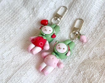 Strawberry Miffy Polymer Clay Keychain
