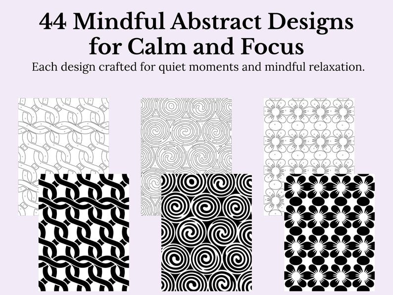 Abstract Design With Basic Colour Monochrome Abstract Coloring Pages – 44 Printable Designs (digital ...