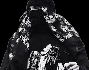 Esdee Kid Skull Print Scarf - Long Chiffon Scarf Worn by Esdee Kid