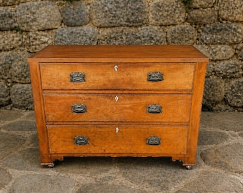 Art Deco Burr Walnut Chest of Drawers, 1930s Vintage 3 Drawer Chest, Walnut Veneer Bedroom Storage, Antique Style Furniture UK