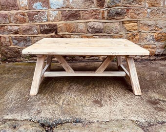 Handmade Reclaimed Wood Coffee Table | Rustic Farmhouse Low Table | Solid Timber | Vintage Cottage Style Living Room Furniture