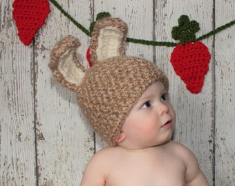 Bunny hat Photography prop (33 colors available nb, 1-3mos, 3-6mos, 6-12mos)