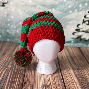 Elf Hat red and green perfect for Christmas photos, parties, parades Preemie-Adult sizes