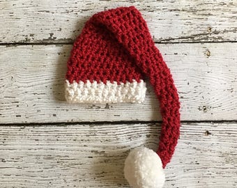 Gorro de Papá Noel para bebé con cola larga. Gorro de elfo en tallas para prematuros y adultos. Envío rápido.