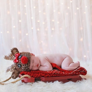 Baby Reindeer hat w BOW Christmas sizes NB through adult image 2