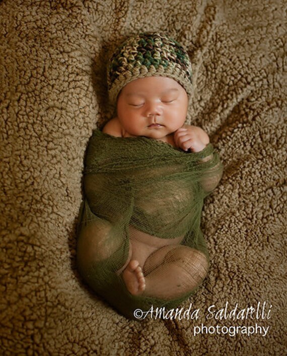 Newborn Baby Camo Beanie Photography 