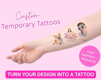Custom Temporary Tattoos | Words, Logo & Photo Tattoos | Parties, Hens, Bucks, Christmas, Brand Launch, Gifts