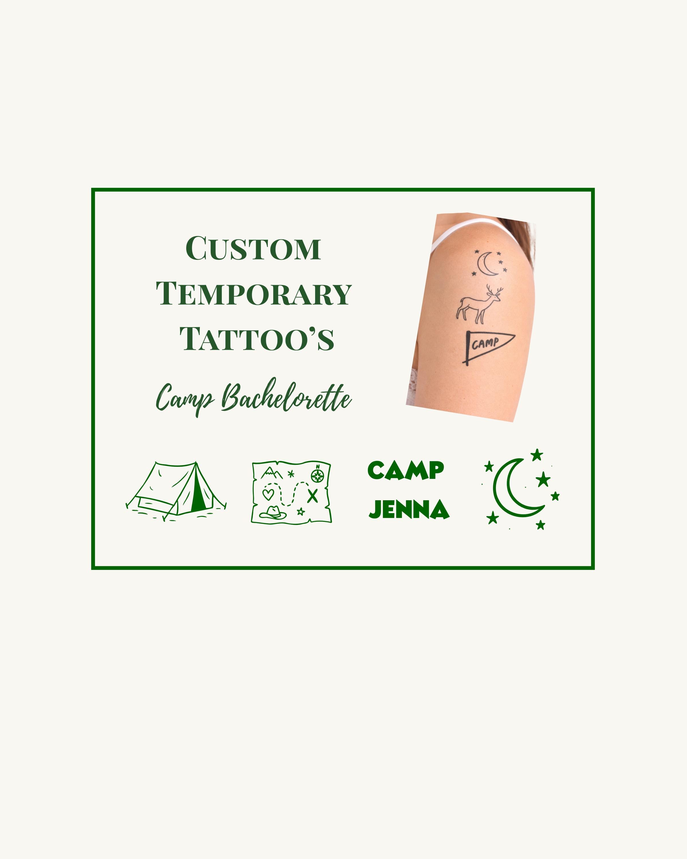 Custom Temporary Tattoos - Camp Bachelorette Tattoos