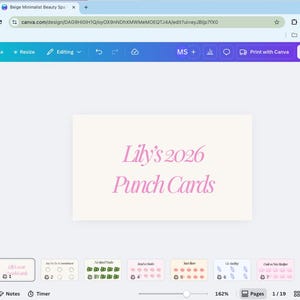 2026 Goal Punch Cards | Customisable | Editable | Downloadable | Habit Tracker Cards