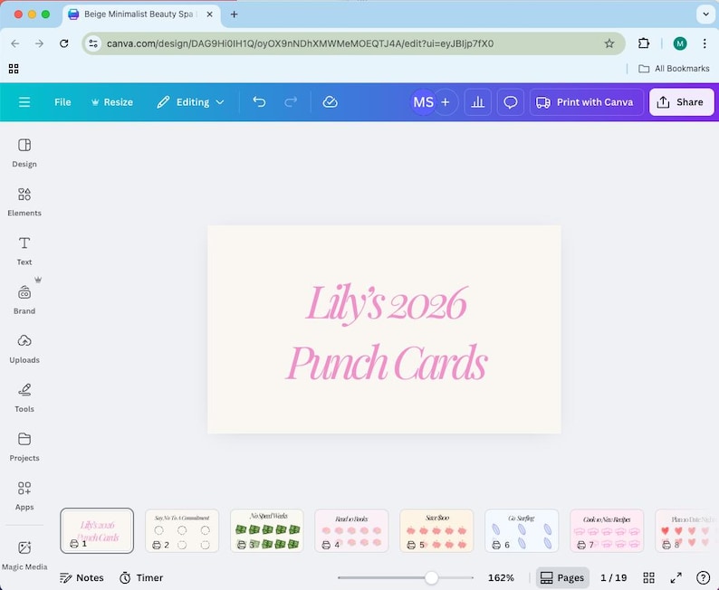 2026 Goal Punch Cards | Customisable | Editable | Downloadable | Habit Tracker Cards