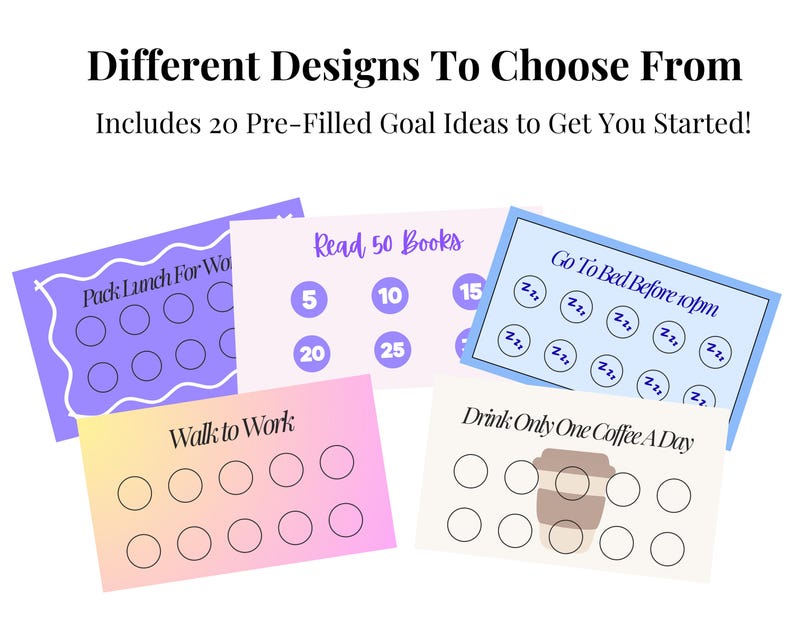 2026 Goal Punch Cards | Customisable | Editable | Downloadable | Habit Tracker Cards