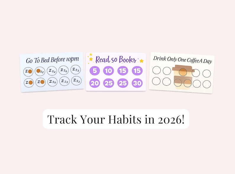 2026 Goal Punch Cards | Customisable | Editable | Downloadable | Habit Tracker Cards