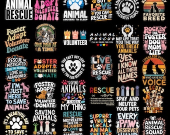 Paquete de imágenes PNG de animales rescatados, archivos de corte de refugio de gatos y perros PNG, impresión veterinaria de animales rescatados, impresión de amor a los animales, adopción, cita de rescate