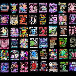 9th Birthday Baseball 9 Year Old Ice Cream Drip Boy Png, Baseball 9 Year Gamer 9th Birthday Boys Girls Kids Png, 9th Birthday Kpop