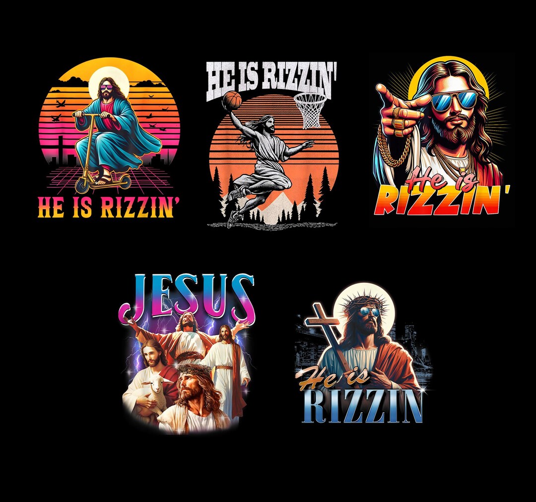 Religious Rizz He is Rizzin PNG Bundle, Funny Jesus PNG, He is Risen Rizz, Christian ...