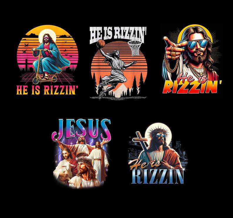 Good Christian Rizz He is Rizzin PNG Bundle, Funny Jesus PNG, He is Risen Rizz, Christian ...
