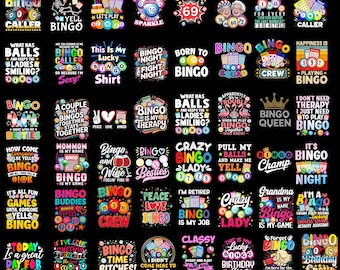 Paquete de PNG divertidos de bingo: frases de bingo y humor para noches de juego, diseños de camisetas de bingo para abuelas, PNG para amantes del bingo