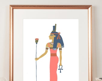 Isis Print | Egypt Wall Art | Giclee Poster | Gouache Illustration | Gallery Wall | Egyptomania Series | Home Decor | Anniversary Gift