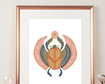 Scarab Print | Egypt Wall Art | Giclée Poster | Gouache Illustration | Gallery Wall | Egyptomania Series | Home Decor