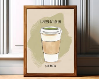 Affiche drôle de matcha, art mural citation matcha, impression de cuisine minimaliste, déco de café, cadeau pour les amateurs de matcha