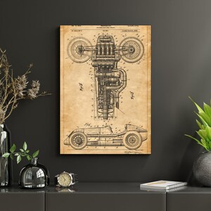 Formula 1 Blueprint Poster | Vintage Racing Patent Print | F1 Car Technical Drawing | Motorsport Wall Art | Retro Engineering Artwork