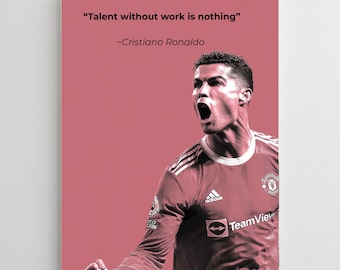 Cristiano Ronaldo Inspired Digital Download – Printable Soccer Wall Art PNG – Football Legend Poster, Sports Room Decor, Fan Gift
