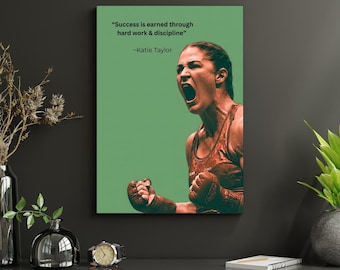 Póster de boxeo para pared / Arte de boxeo femenino para pared / Lámina deportiva moderna / Decoración de boxeadora campeona / Obra de arte atlética