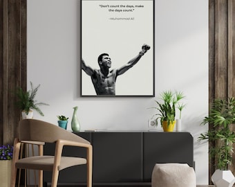 Boxing Quote Wall Art, Motivational Sports Poster, Black and White Gym Print, Fighter Mindset Office Decor