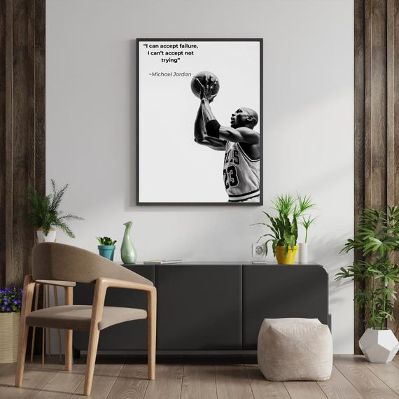 Basketball Quote Wall Art, Motivational Sports Poster, Black and White Gym Print, Athlete Mindset Office Decor