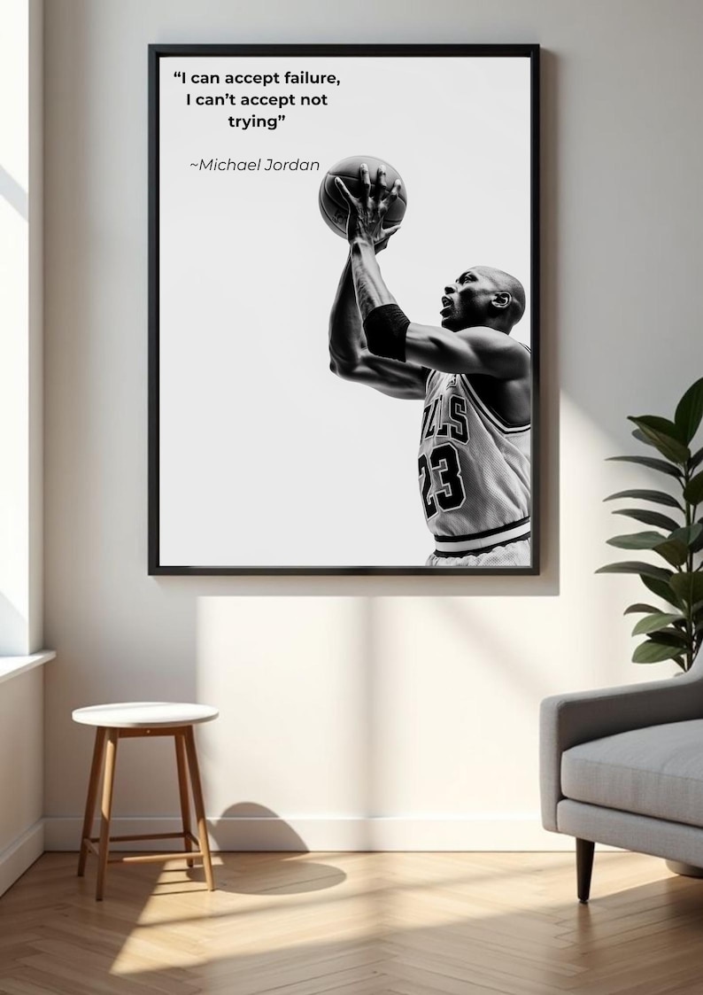 Basketball Quote Wall Art, Motivational Sports Poster, Black and White Gym Print, Athlete Mindset Office Decor image 12