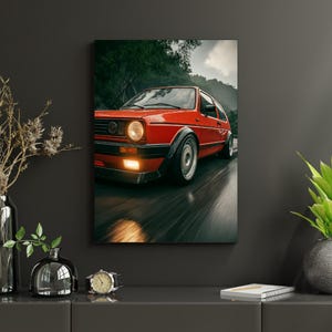 VW Golf Car Poster | Hatchback Wall Art | Modern Automotive Print | GTI Car Decor | Minimalist Car Artwork