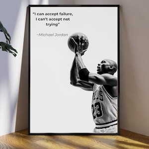 Basketball Quote Wall Art, Motivational Sports Poster, Black and White Gym Print, Athlete Mindset Office Decor image 2