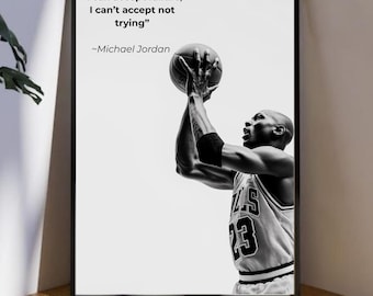Basketball Quote Wall Art, Motivational Sports Poster, Black and White Gym Print, Athlete Mindset Office Decor