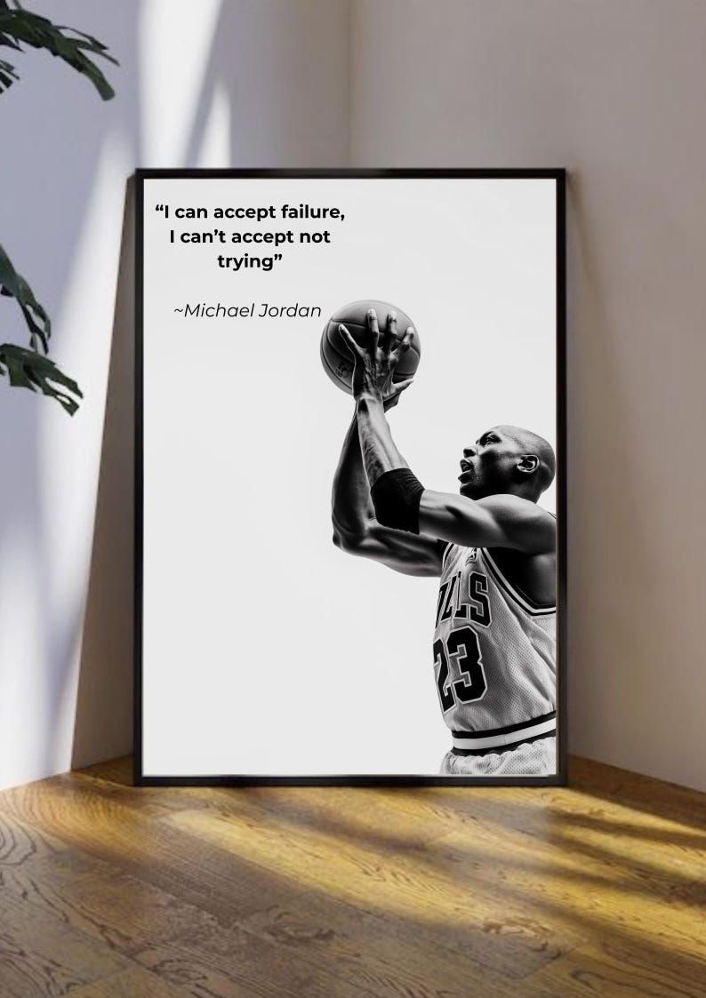 Basketball Quote Wall Art, Motivational Sports Poster, Black and White Gym Print, Athlete Mindset Office Decor image 2