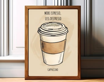 Funny Coffee Poster, Coffee Quote Wall Art, Minimalist Coffee Print, Café Kitchen Decor, Gift for Coffee Lovers
