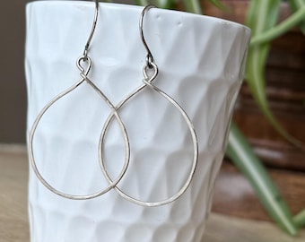 Sterling Silver Hoop Teardrop Earrings