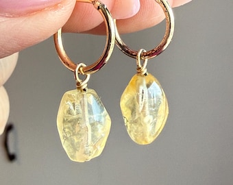 Louise Earrings Citrine Polished Nugget