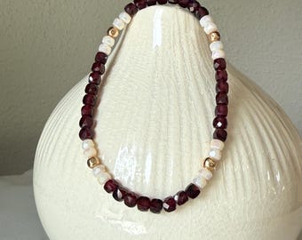Red Garnet Gemstone Gold Bracelet Women’s Jewelry