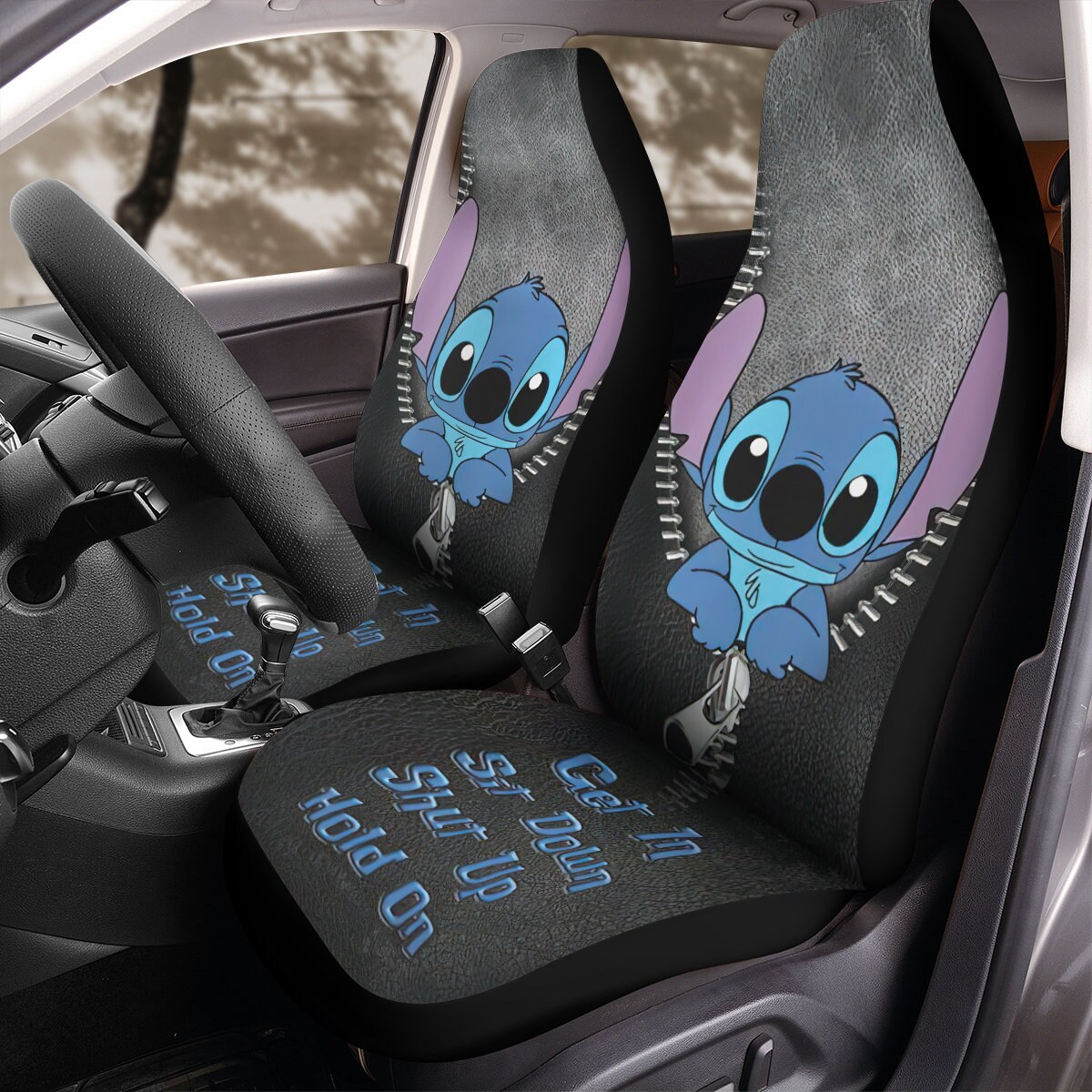 Lilo & Stitch Disney Car Truck Steering Wheel Cover Blue Fabric #Music