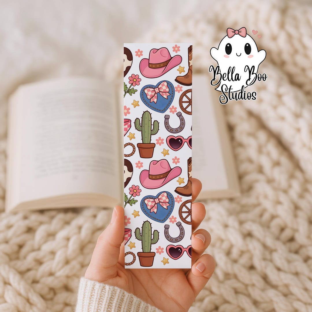 Cowgirl Bookmark Design PNG, Pink Western Printable Bookmark, Cute ...