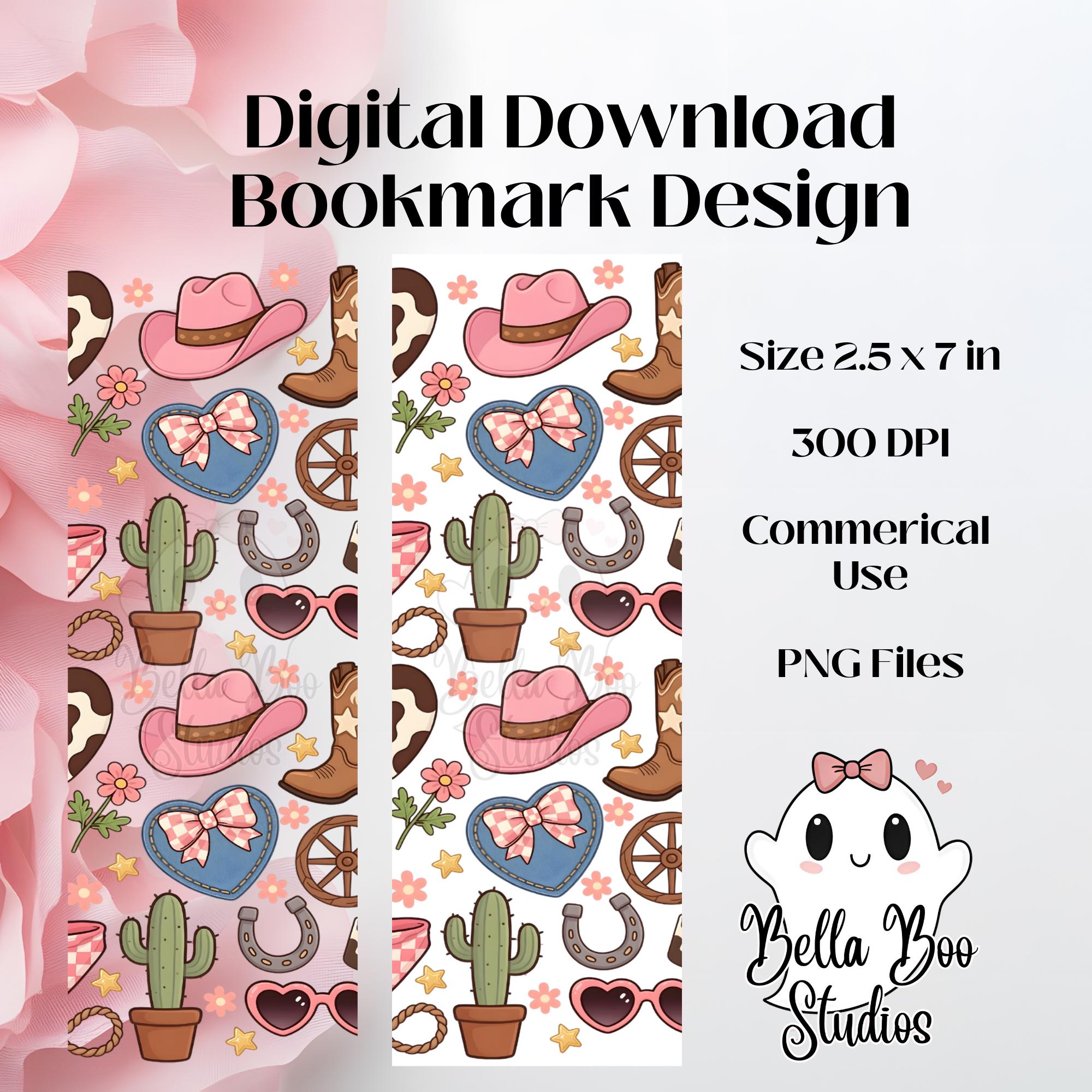 Cowgirl Bookmark Design PNG, Pink Western Printable Bookmark, Cute ...