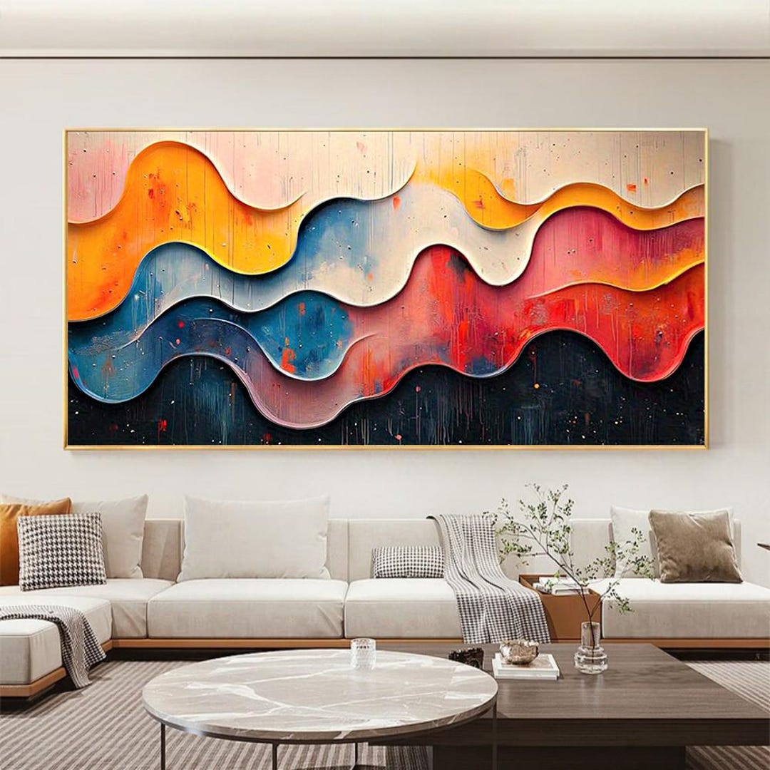 Abstract Wavy Oil Painting on Canvas,original 3D Textured Color ...