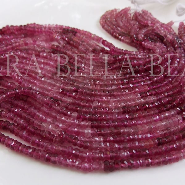 6.5" shaded PINK TOURMALINE faceted gem stone rondelle beads 2.5mm 3mm 3.5mm 4mm 4.5mm ombre