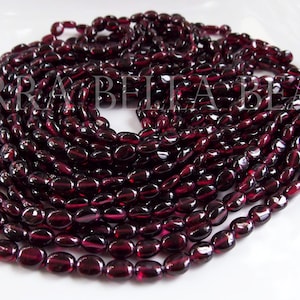8" half strand RHODOLITE GARNET smooth gem stone oval beads 6mm 7mm 8mm red violet