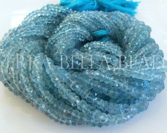15 Strand..b649 Aquamarine Nuggets Christmas Sale Natural Aqumarine Faceted Oval Shape Beads 5\u00d76-6\u00d78mm